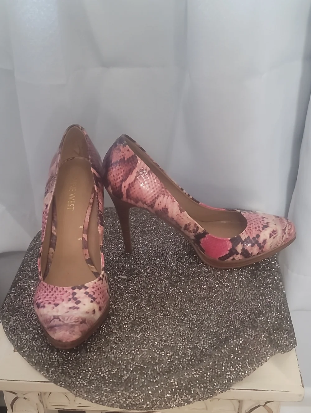 Nine West Pink Snake-Print Stiletto Pumps